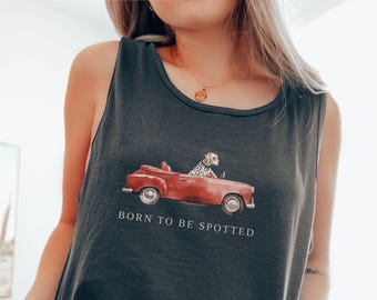 Dalmatian Comfort Colors® Tank Top, Dalmatian Vintage Car Shirt, Watercolor Dalmatian Gifts, Dog Gift for Dalmatian Owner,Born To Be Spotted