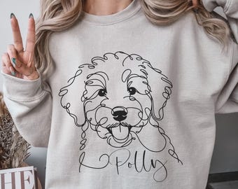 Custom Goldendoodle Sweatshirt,  Personalized Doodle Shirt, Line Art Sweater for Dog Mom, Minimalist Dog Mom Shirt for Dog Lover Gift