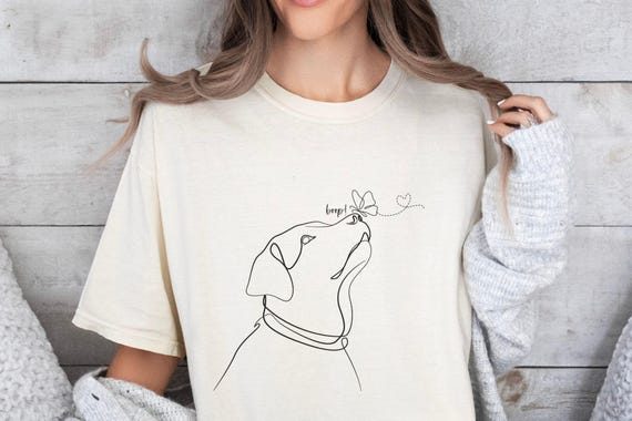 Minimalist Line Art Dog Comfort Colors® Tee, Boop! Dog & Butterfly Shirt, Dog Line Art Crewneck, Dog Mom Shirt, Boop Shirt