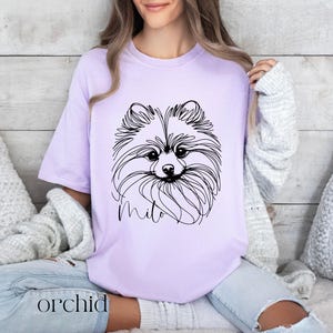 Camisa personalizada de Pomerania, Comfort Colors®, camiseta personalizada para mamá de perro Pom, camiseta con arte lineal para mamá de perro, camiseta minimalista para amantes de los perros Orchid