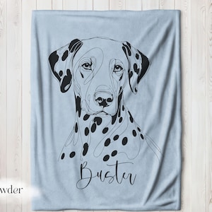Personalized Line Art Dalmatian Blanket, Minimalist Dog Decor, Dalmatian Name Blanket, Dalmatian Blanket, Dalmatian Dog Line Art Home Decor