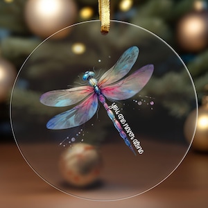 Dragonfly Ornament, Memorial  Ornament, Sympathy Gift, Dragonfly Memorial Quote Ornament, Remembrance Gift, Dragonfly Lovers Glass Ornament