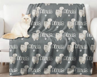 Personalized Cat Blanket ,Cat Name Blanket, Custom Pet Blanket, Cat Blanket, Personalized Cat Sherpa Blanket for Cat Lover, Cat Mom Blanket