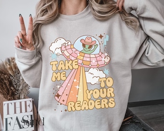 Retro Alien Read Sweatshirt,  ReadingTeacher Shirt, Reading Specialist Gift, Reading Coach,Literacy Shirt,Literacy Teacher,English Teacher