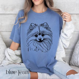 Camisa personalizada de Pomerania, Comfort Colors®, camiseta personalizada para mamá de perro Pom, camiseta con arte lineal para mamá de perro, camiseta minimalista para amantes de los perros Blue Jean