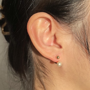 Pearl Ear Jacket Studs Dainty Earrings Tindy Pearl Earrings Front and Back Earrings Freshwater Pearl Hoop Earrings Spring/summer Look