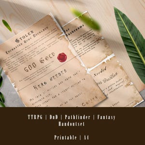 TTRPG | DnD | Pathfinder | Tabletop | RPG | Fantasy | Printable Handouts | A4 |