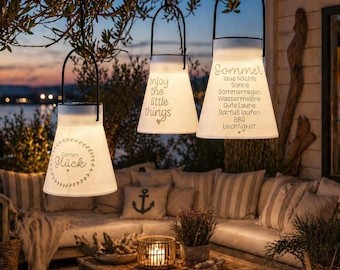 Solar pendant lamp | Boho garden lamp with LED | Decorative lamp for patio & balcony | Outdoor lantern made of PLA, summer decoration for patio