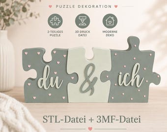 You and Me – Puzzle Decoration | 3D Print File | STL & 3MF | Gift for Couples | Modern Home Decor | Bambu Studio
