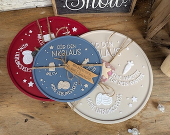 Santa Claus plates, St. Nicholas plates, Christmas decorations for children, for milk and cookies, various sizes, unusual Christmas decorations
