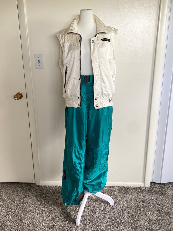 Vintage 80s "DESCENTE" Teal & White Snow Suit