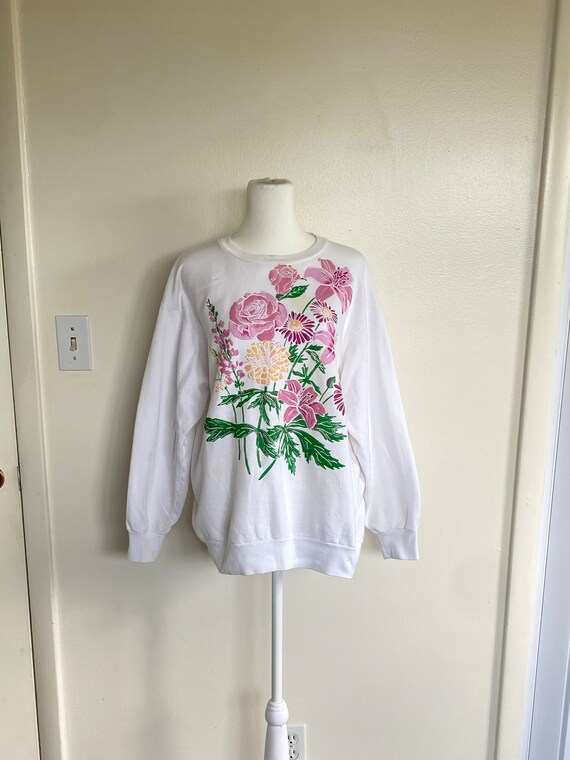 Vintage 80s "Why Not" Floral Bouquet Sweatshirt