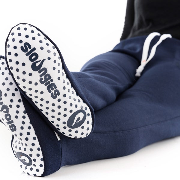 Sloungies für Erwachsene Unisex - Navy - Unisex Loungewear Jogginghose mit Füßen - Größen Small bis Xtra Large
