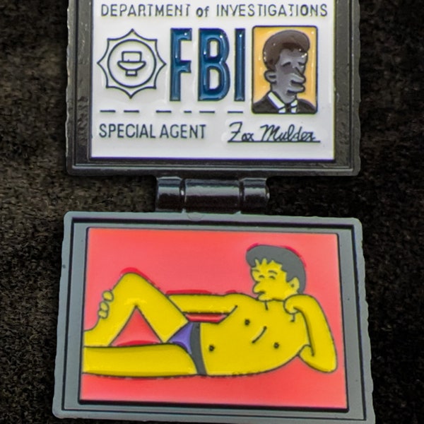 X-Files Mulder Simpson Badge Enamel Flip Pin