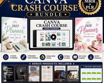 Canva Crash Course UPDATE augustus 2026 Ebook Video Tutorials: MRR + PLR, dfy Digitaal Product