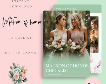 MATRON of Honor Checklist MAID of Honor Wedding Checklist