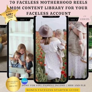 Gesichtslose Social Media REELS Master Resell Rights, PLR Instagram-Vorlage, ästhetische Videos, für Sie erledigt, Motherhood Reals, Listing Mockup