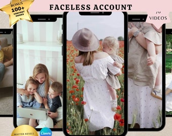 Gesichtslose Social Media REELS Master Resell Rights, PLR Instagram-Vorlage, ästhetische Videos, für Sie erledigt, Motherhood Reals, Listing Mockup