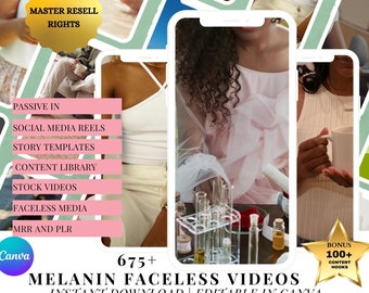 675+ Melanin Faceless Videos,for faceless social media Posts,MRR, PLR,Templates for Faceless Instagram Story Instasecrets Social Media Reels