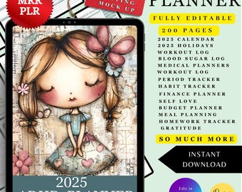 2025 ADHD Planner: Adult Organizer with Resell Rights (Canva Template)