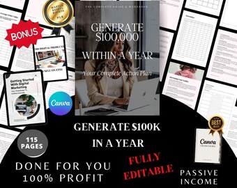 Action Plan ! Generate 100k This Year: Marketing,Passive Income,Master Resell rights ,MRR PLR,Passive Income, mockup Include,Bonus Products