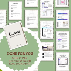 Canva Crash Course and Master Resell Rights MRR with Private Label Rights PLR Done For You ebook, DFY Digital Product imagem 2