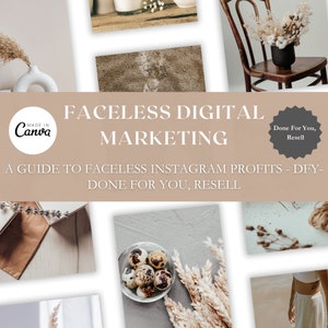 Faceless Digital Marketing: A Guide to Faceless Instagram Profits DFY Done For You, Resell. With Bonus Canva Book image 1