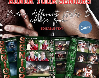 Football Poster Template | Banner Senior | Homecoming Banner | Football Sport Poster | Canva Template | Senior Portrait | Senior 2024