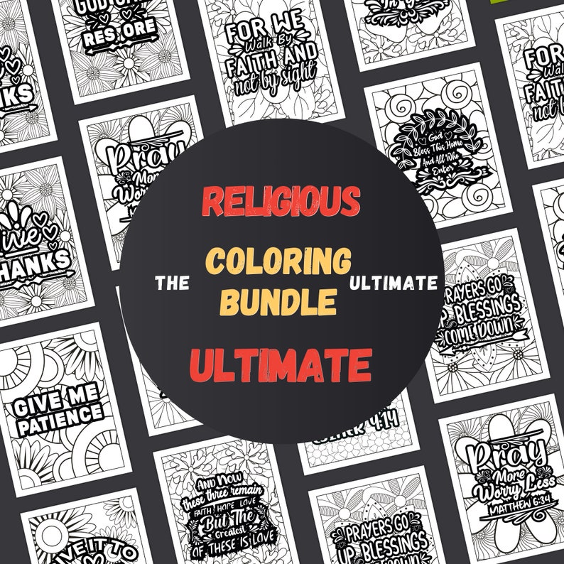 1OO Bible Verse Coloring Pages Printable Bundle for Relaxation and