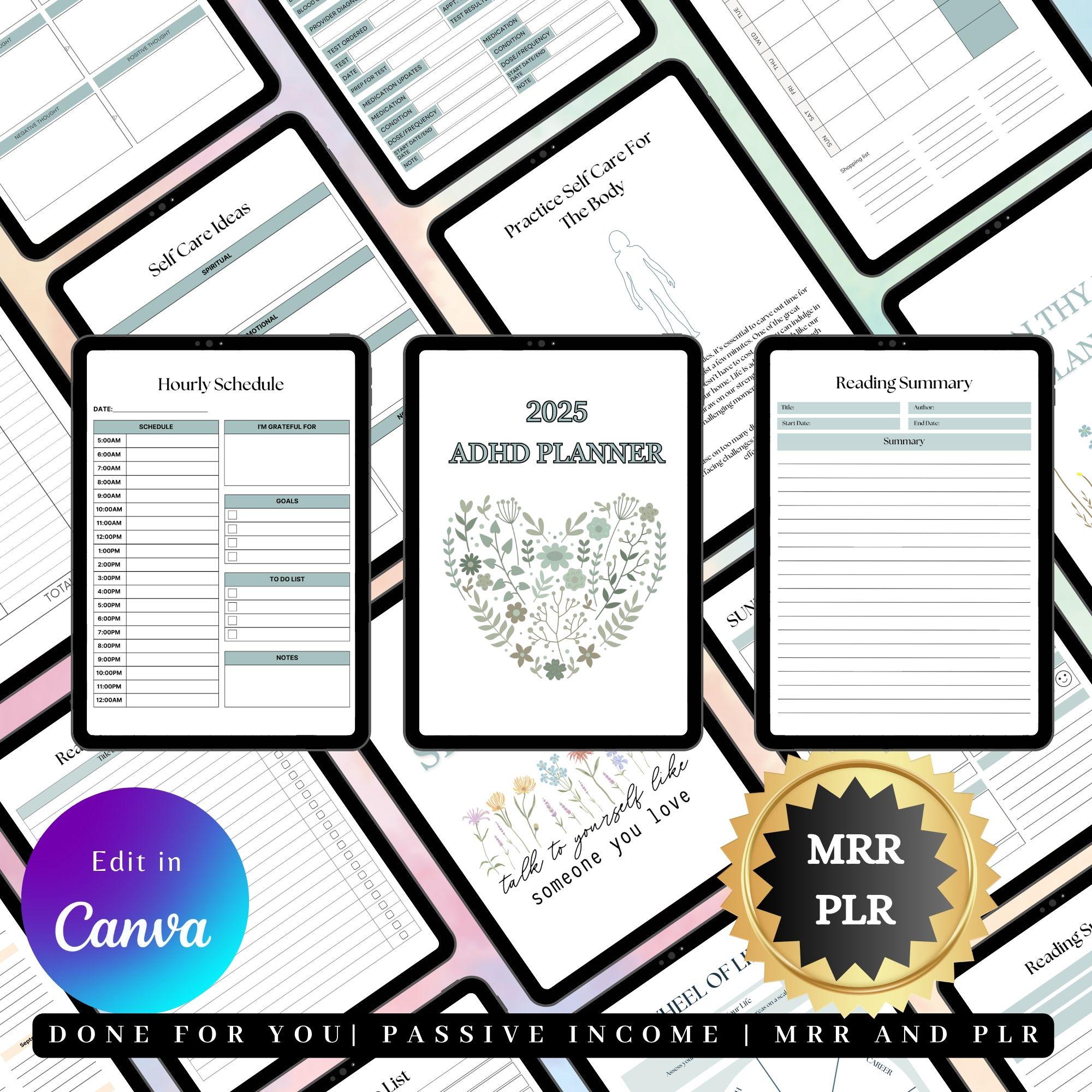 2025 ADHD Planner Journal: Adult Organizer With Resell Rights (canva ...