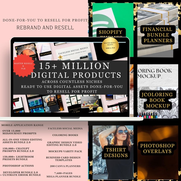 15+ Million Digital Products Bundle, Master Resell Rights ,Ideal for Passive Income,Featuring Private Label Rights & MRR PLR Rebrand  Resale