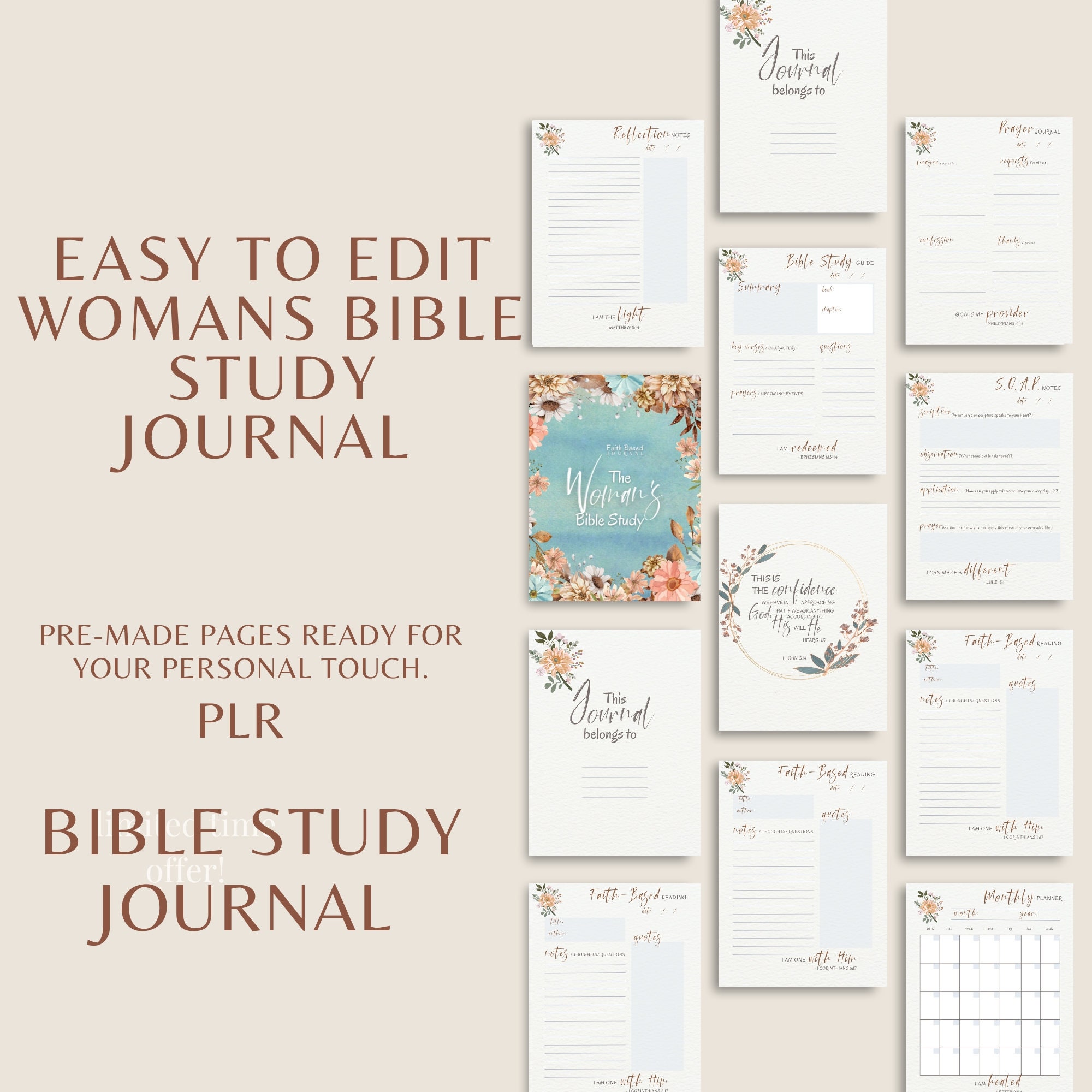 store product block Prayer Journal Printable -with PLR  Bible Study Guide - Faith Based Planner - Prayer Journaling - Bible Study Printable - S.O.A.P. Sheet poster