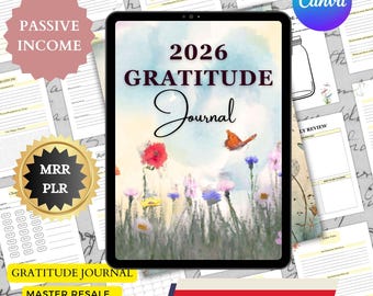 Gratitude Journal with Master Resell  , Canva Template,MRR & PLR Commercial Use