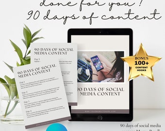 90 days of social media content Guide with Master Resell Rights (MRR) and Private Label Rights (PLR) Done for You guide