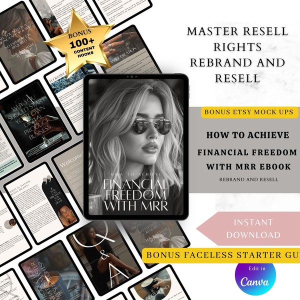 40 Page Financial Freedom with MRR guide, ebook PDF template with Master Resell Rights Included, Canva, Social Media, Small Business