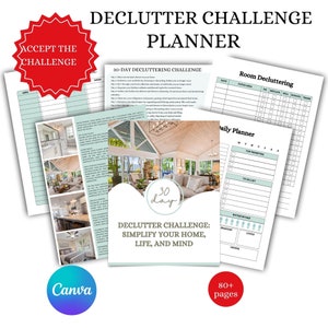 Declutter Planner, Declutter checklist, cleaning schedule, cleaning checklist, declutter challenge, cleaning planner, adhd cleaning, PDF