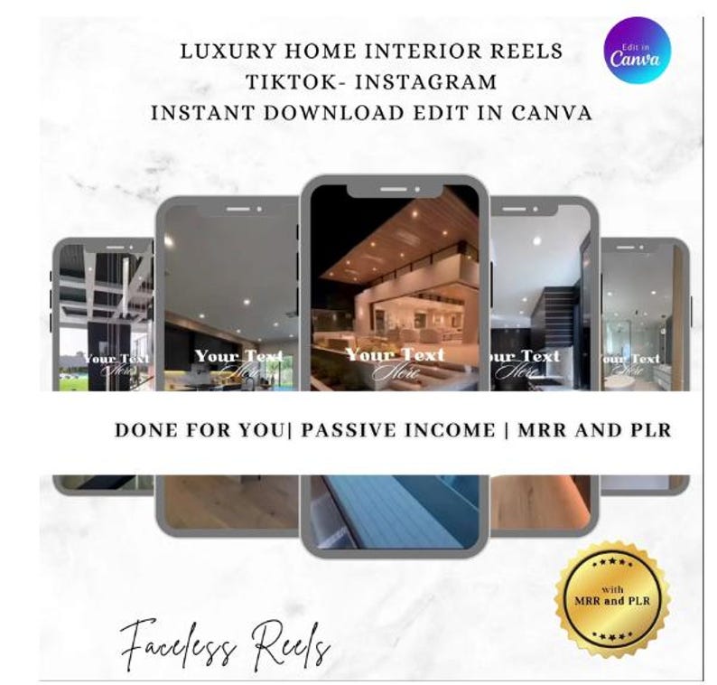 Luxury Home Interior Reels: Instagram TikTok MRR PLR (Digital Download) image 10