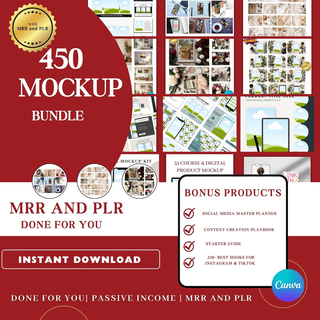 450 Digital Product Mockups: Canva Templates With MRR & PLR - Etsy