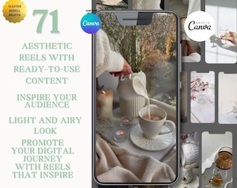 71 顔のないビデオ リール、明るく風通しの良いマスター再販権、PLR テンプレート、Instagram リール、TikTok ビデオ ストック、デジタル マーケティング コンテンツ、MRR