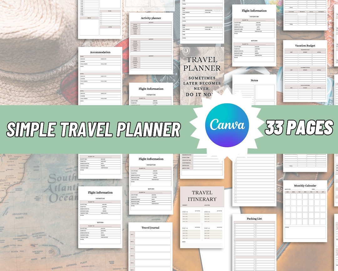33 Page Travel Planner Printable BUNDLE, Trip Planner, Vacation ...