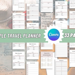 33 page Travel Planner Printable BUNDLE, trip planner, vacation, roadtrip diary, travel templates, holiday notebook, journal, packing list