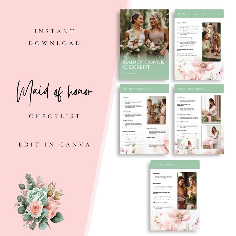 Maid of Honor Checklist Matron of Honor Wedding Checklist - Etsy