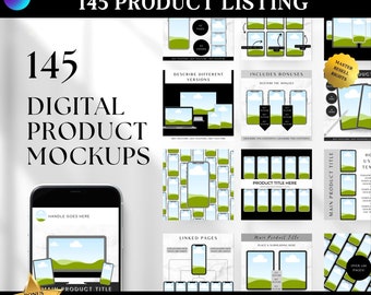 145 Etsy-listing-mockups: Canva-apparaatsjablonen (MRR)