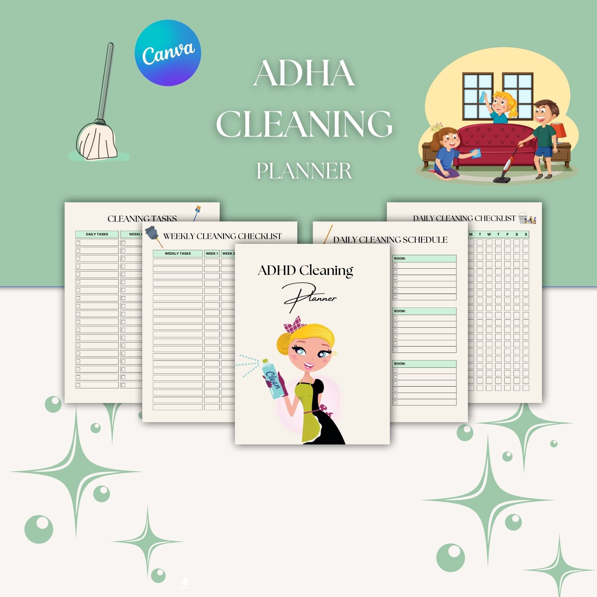 Editable Chore Planner ADHD Cleaning \u0026 Organizing Planner - Editable Chore  Checklist Notebook For Home Management Editable Chore Planner Notebook For  Adults With ADHD, image size:2000x2000