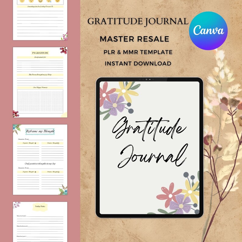Gratitude Journal With Master Resell , Canva Template,mrr & PLR ...