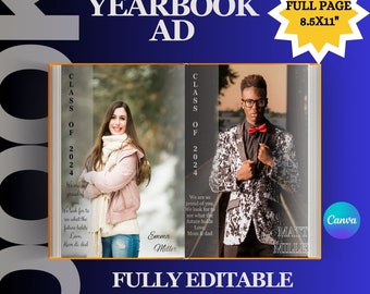2024 Graduation Yearbook Ad Template: Minimalist Full Page (Edit with Canva)