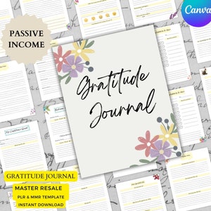Master Resell Gratitude Journal, modello Canva, uso commerciale MRR e PLR