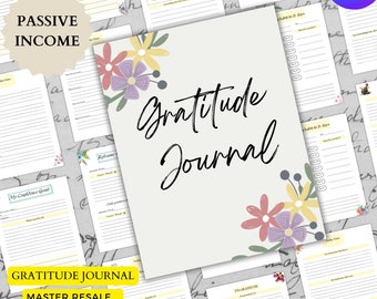 Master Resell Gratitude Journal, plantilla Canva, uso comercial MRR y PLR