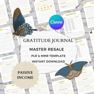 Diario della gratitudine con rivendita Master, modello Canva, uso commerciale MRR e PLR