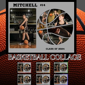 Personalized Senior Night Basketball Photo Collage: Coach & Player Gift